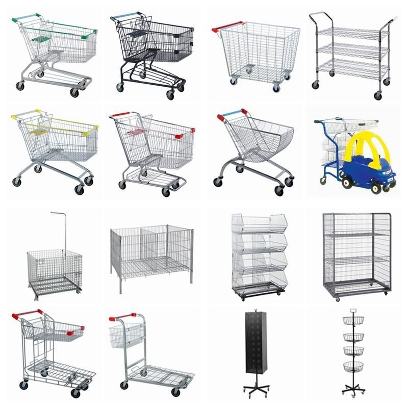 Nice Quality 180L Handle Wheels Plastic Shopping Cart and Baby Seats, Packing Use Air Bubble Film (YD-T6)