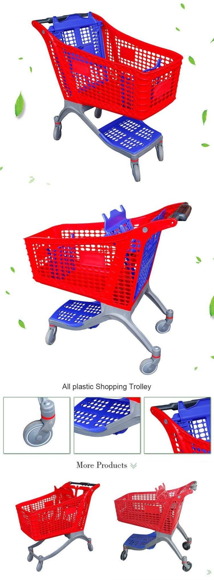 Unfolding Grocery Plastic Supermarket Shopping Cart Trolley