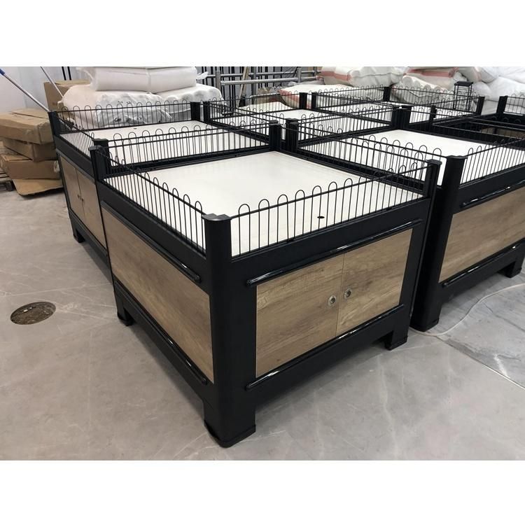 Supermarket Steel & Wood Assembly Floor Frame Shelves Beverage Promotion Display