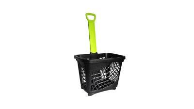 Plastic Supermarket Single Handle Rolling Plastic Storage Shopping Trolley Basket