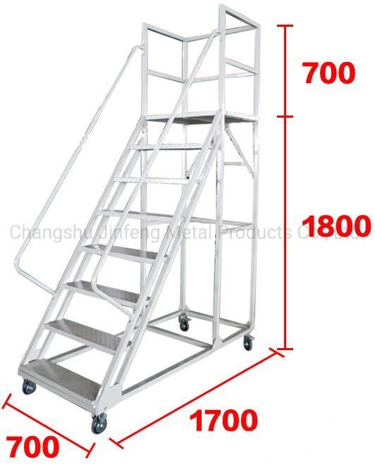 Warehouse Step Ladder Movable Platform Step Ladder Cart