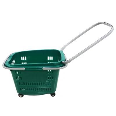 33L New Environmental PP Plastic Basket with 4 Wheels with Handles