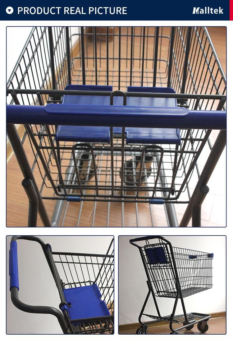 American Style Metal Supermarket Shopping Carts Trolley with Baby Seat