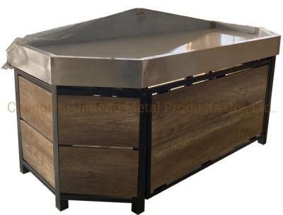 Supermarket Shelf Vegetable and Fruit Display Stand with Wood