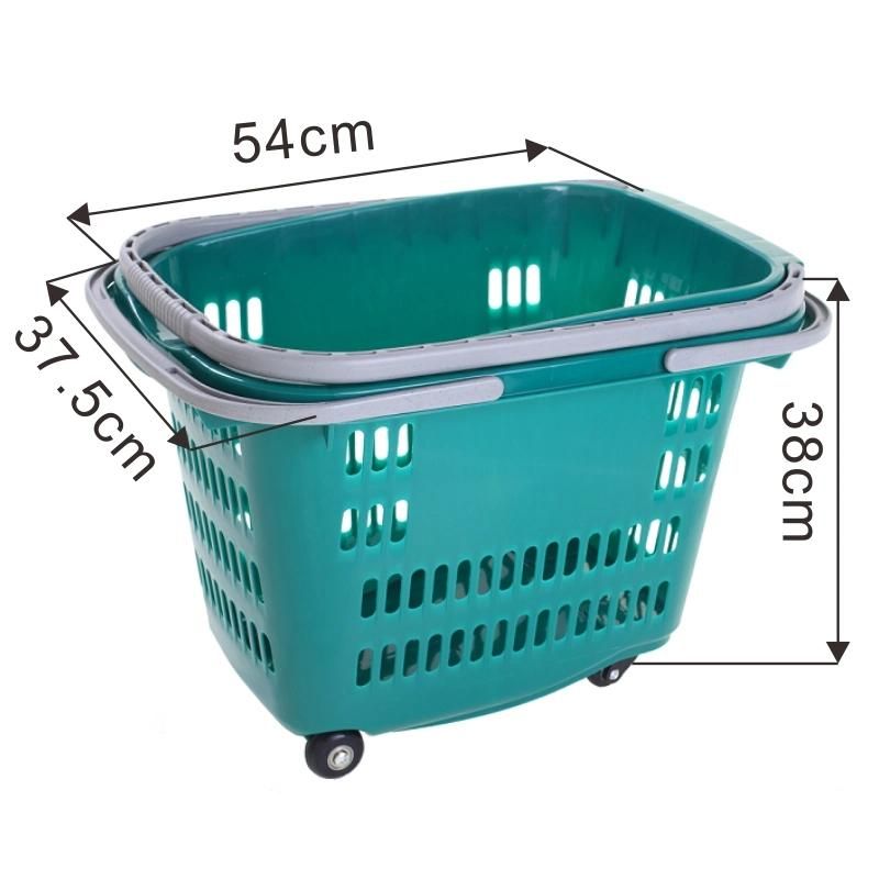 33L New Environmental PP Plastic Basket with 4 Wheels with Handles