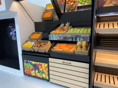 Newdesign Wooden Vegetable and Fruit Shelf Stand Supermarket Shelves for Vegetables and Fruit