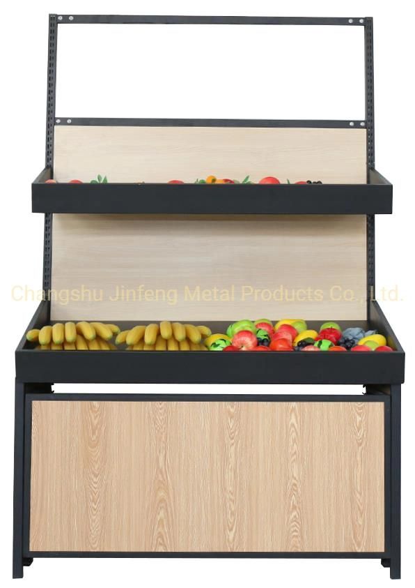 Customized Supermarket Vegetable and Fruit Stand Wooden Display Shelf