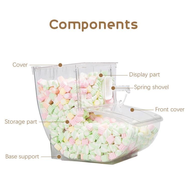 13.5L Loading Volume PC Bulk Dry Food Candy Display Bin Food Dispenser