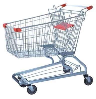 High Quality 180L Shopping Trolley with Handle Wheels and Baby Seats Packing Use Air Bubble Film (YD-T4)