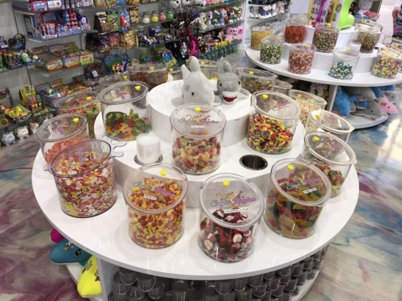 Transparent Airtight Bulk Food Bins Round Candy Containers for Store