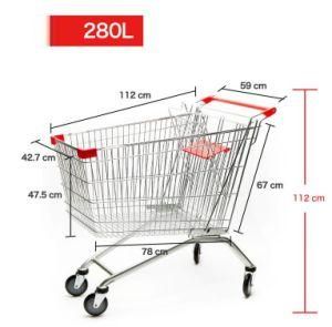 Factory Direct Supermarket Shopping Trolly Cart Metal Personal Wire Shopping Baskets Carts with 4 Wheels Supermarket Cars