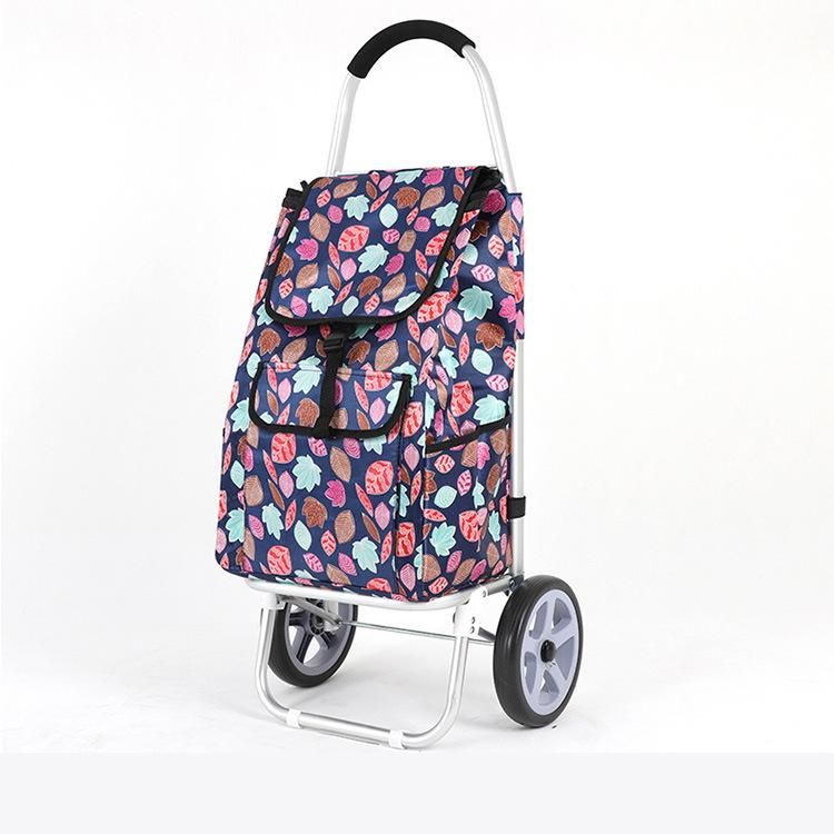 Collapsible Trolley Grocery Shopping Bag Foldable Shopping Cart with Wheels Customized Logo