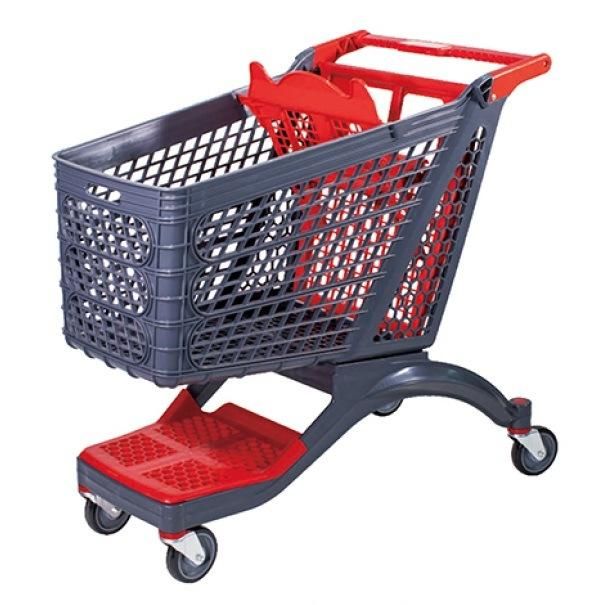 120L Supermarket Plastic Shopping Wheeled Trolley Cart