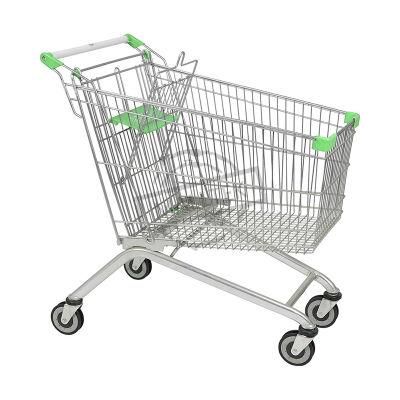 Fashion Heavy Duty Rolling Metal Wire European Trolley for Supermarket