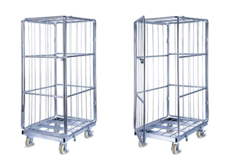 Supermarket Grocery Shopping Carts Folding Roll Container with Door