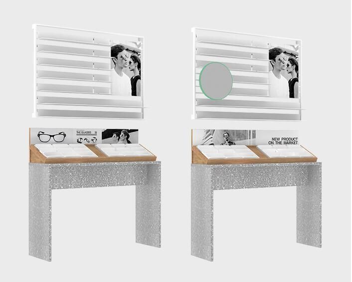 Fashion Retail Sunglasses Wall Display with Storage Base Drawer for Eyewear Store Optical Shop Interior Design