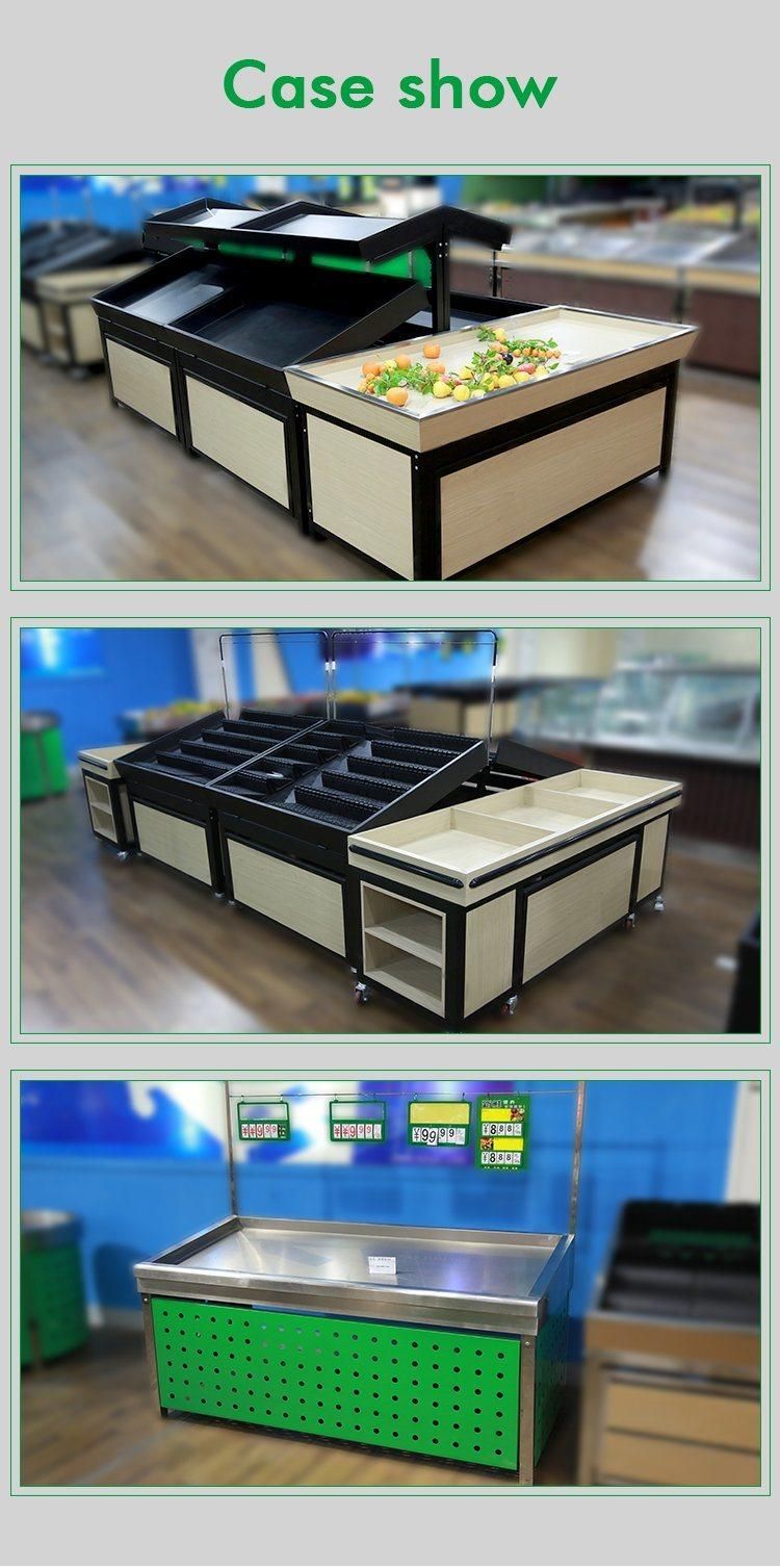 Wooden Shelf Supermarket Display Shelves Equipment Fashionable Fruits and Vegetable Display Rack