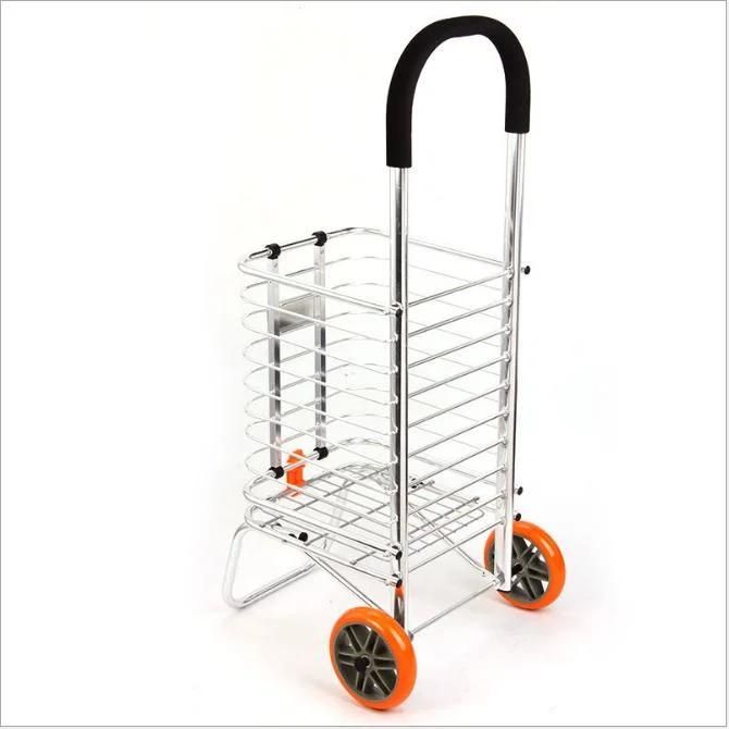 China Supplier Lightweight 2 Wheels Portable Aluminum Folding Market Shopping Cart