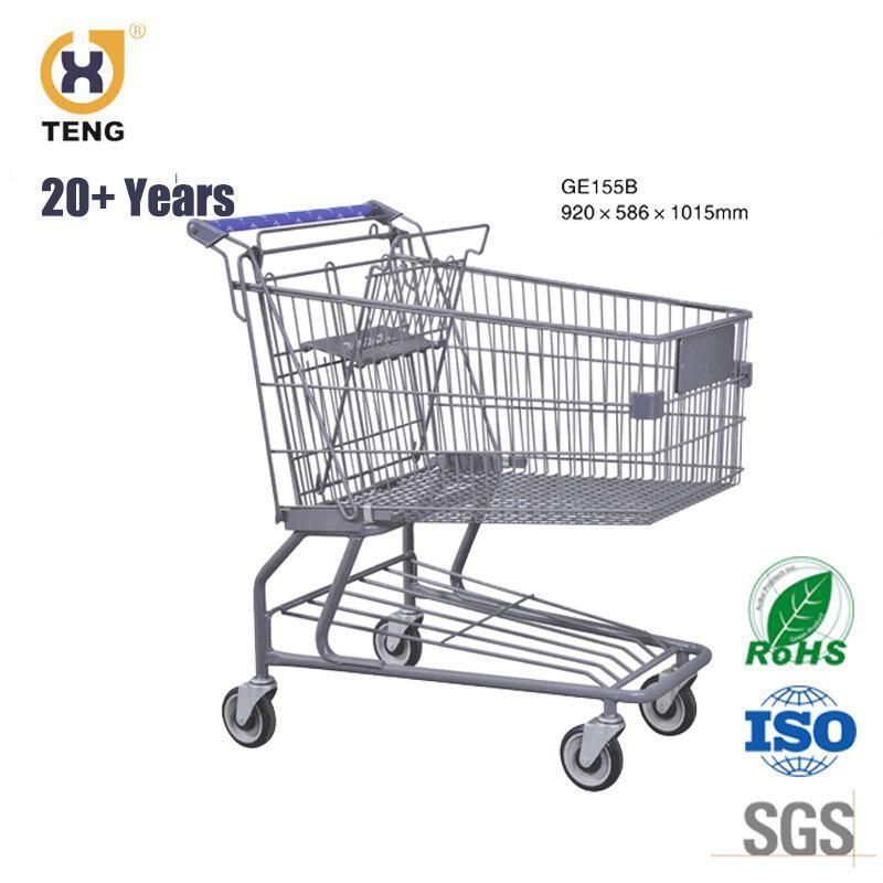 155L Wholesale Retail Supermarket Shopping Trolley with Food