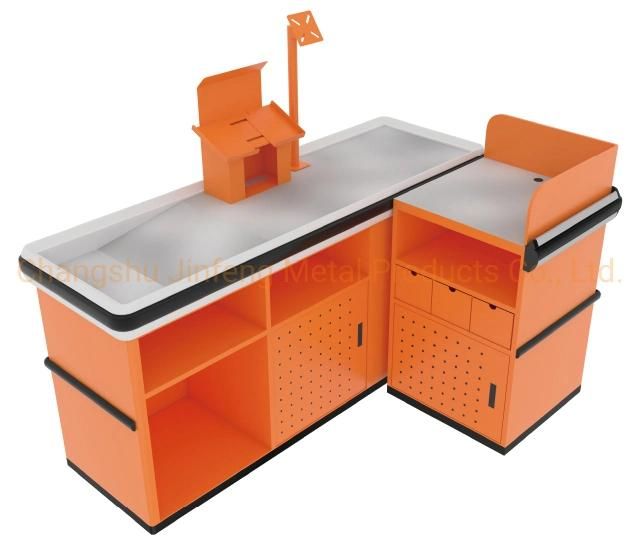 Supermarket Express Checkout Counter Metal Cashier Desk Jf-Cc-005