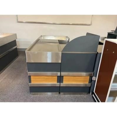 Stainless Steel Checkout Counter Used in Supermarket