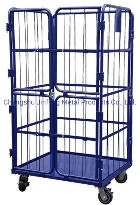 Supermarket Storage Shelf Metal Warehouse Foldable Logistics Storage Cage Carts