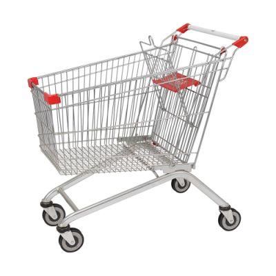 Manufacturer Hot Sale European Style Rolling Metal Shopping Trolley Cart for Supermarket