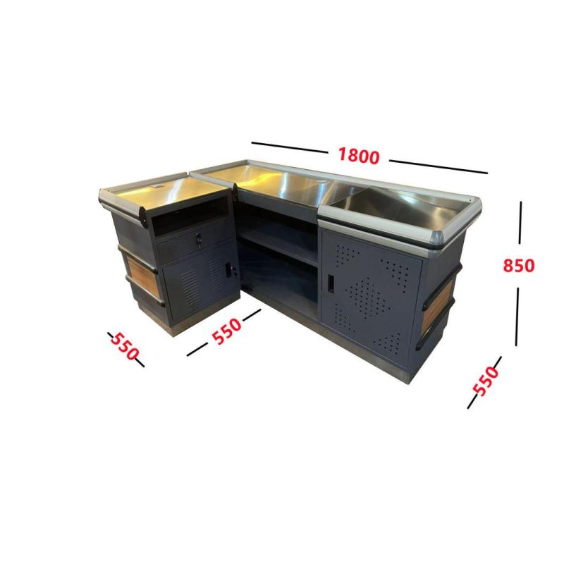 Supermarket Stainless Cashier Retail Design Checkout Counter