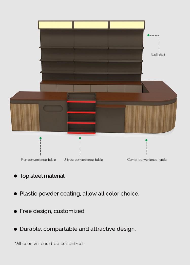 Customized Metal Wooden and Marble Checkout Counter for Retail Shops