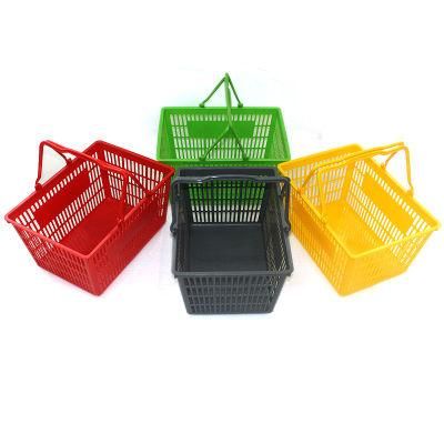 Supermarket Double Handle Carry Shopping Plastic Basket