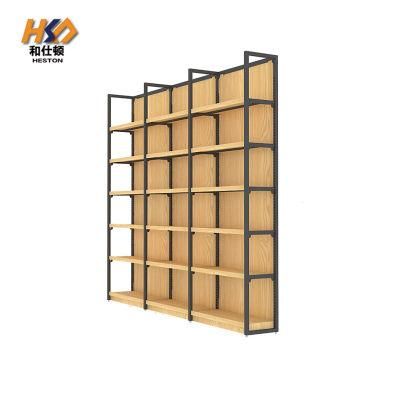 New Coming Good Quality Floor Standing Metal and Wood Supermarket Shelves