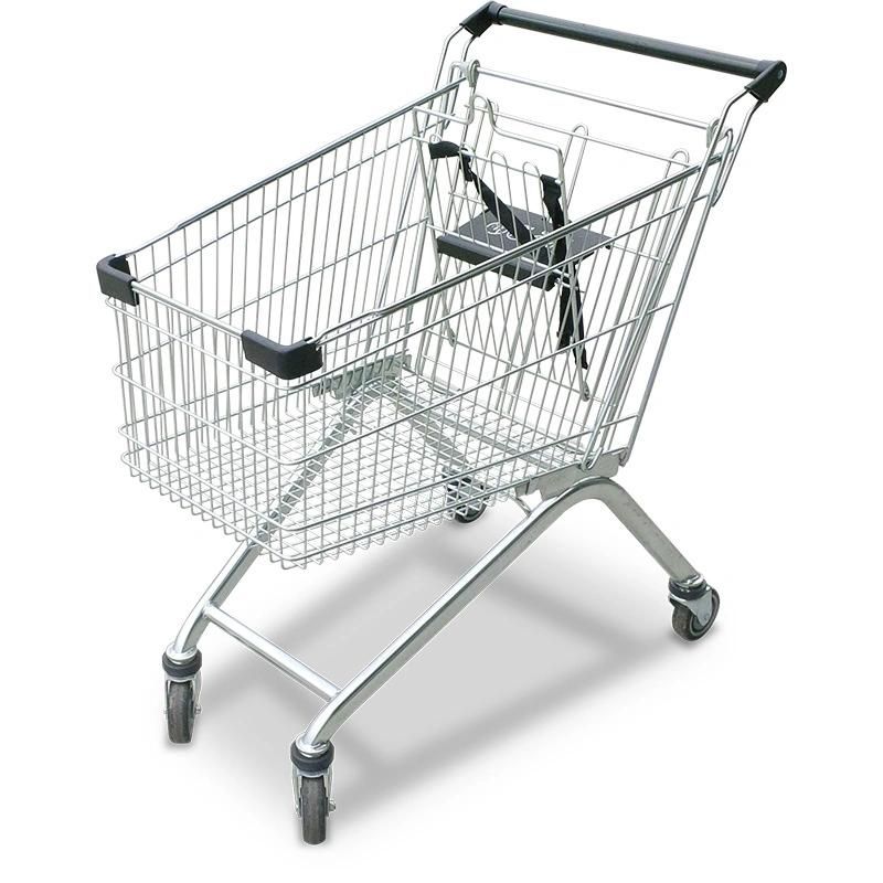 European Style Zinc Galvanized Shopping Trolley with Baby Seat