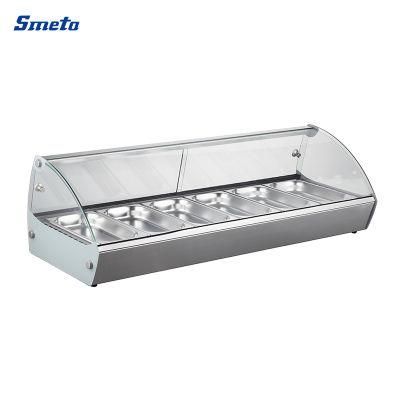 Smate 6 Pan Counter Top Back Sliding Door Hot Food Warmer Showcase