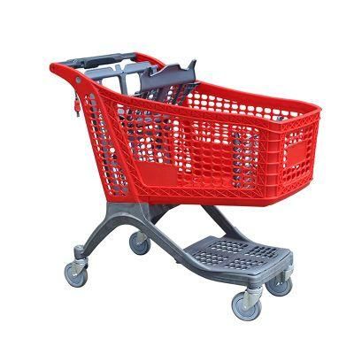 Factory Supplier Four Wheels Trolley Plastic Supermarket Shopping Cart