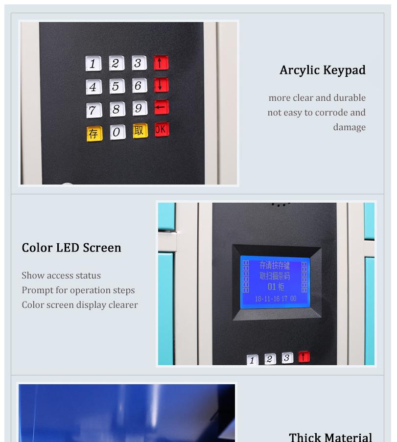 Multi Door Smart Phone Storage Cabinets Infrared Bar Code Unlock