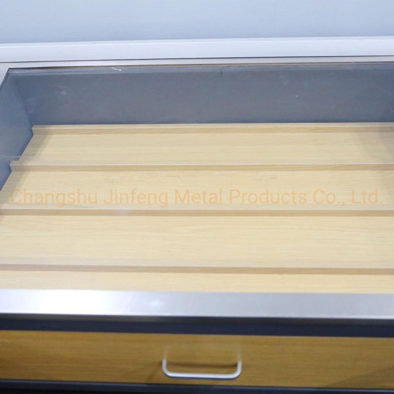 Supermarket Money Counter Retail Store Metal and Wooden Checkout Counter with Glass Cover