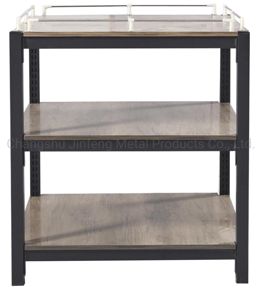 Supermarket Milk Steel-Wood Shelf Convenience Store Beverage Display Stand