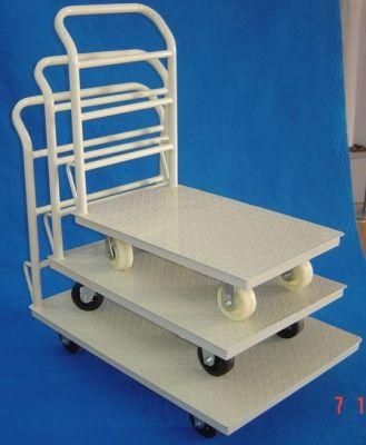 Heavy Duty Platform Trolley Warehouse Tooling Cart Used Hand Truck Four Wheels Supermarket Warehouse Hand Truck