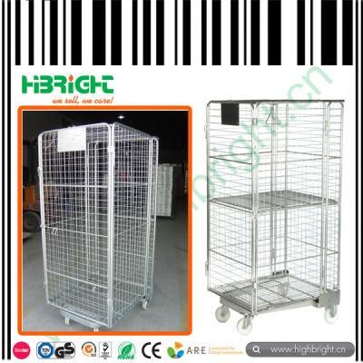 Logistic Roll Cage Trolley with Middle Shelf and Top Cover