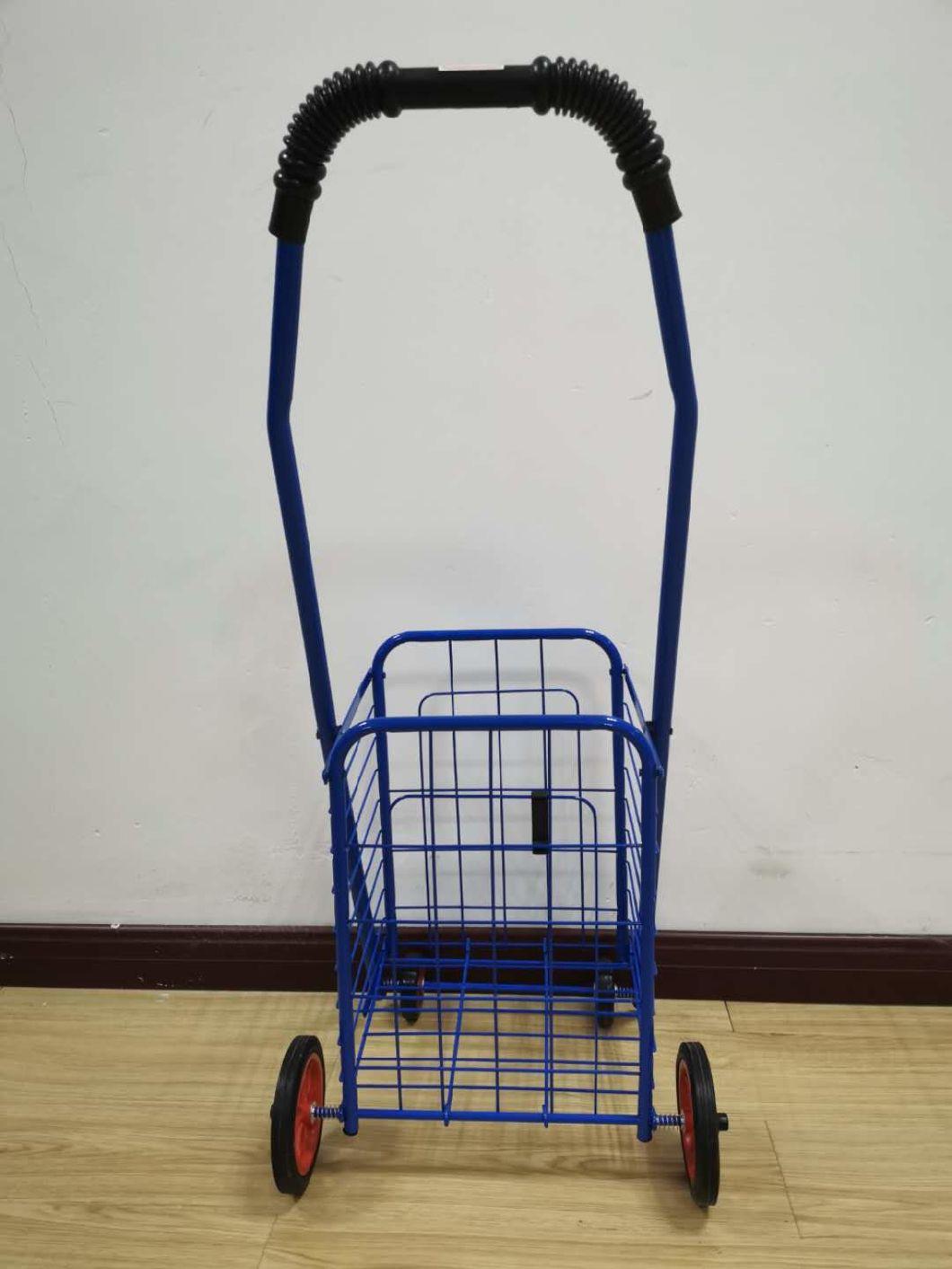 China Factory Collapsible Folding Metal Rolling Mini Cart for Shopping