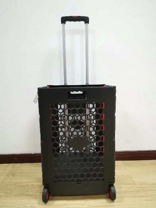 63L Lightweight Easy Box Shopping Trolley Folding Plastic Cart