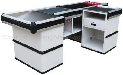 Modern Cashier Counter Design Supermarket Checkout Counter with Conveyor Belt