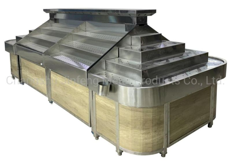 Supermarket Shelves Vegetable and Fruit Display Rack with Spray System