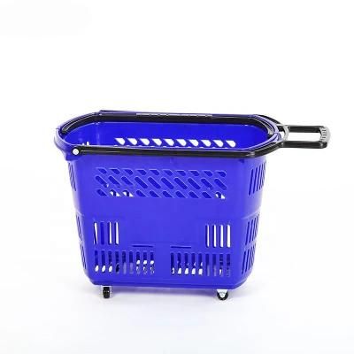 High Grade Plastic Supermarket Single Handle Roll Shopping Trolley Basket