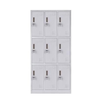 Sports Gym School 9 Doors Storage Locker Garage Organizer Steel Cabinet Lockers Metal Closet Worker Locker