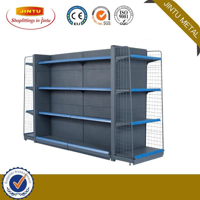 Gondola Supermarket Steel Shelf Supermarket Flat Back Panel Wooden Shelves