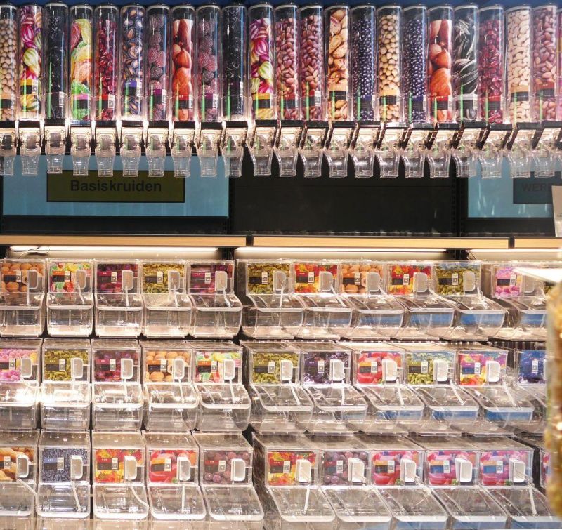 Wall Mounted Candy Store Bulk Food Bin Plastic Candy Dispenser