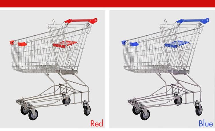 100L Asian Type Wholesale Supermarket Grocery Metal Steel Shopping Trolley