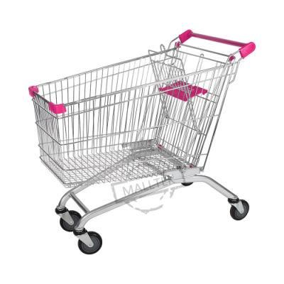 European Style Supermarket Metal Shopping Trolley with Wheels