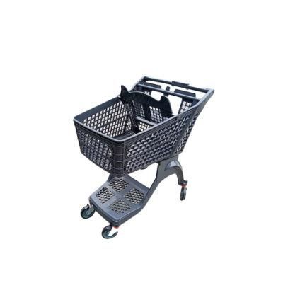 120 Liter Supermarket Shopping Cart Pure Plastic Supermarket Shopping Trolley